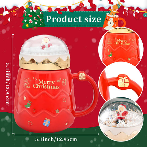 Taza grande de cerámica Peclek para café rojo, diseño invernal.