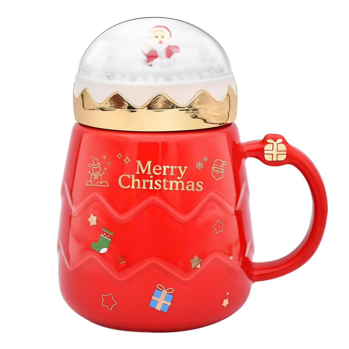 Taza Peclek navidad de 17,6 onzas con tapa globo nieve para bebidas festivas.
