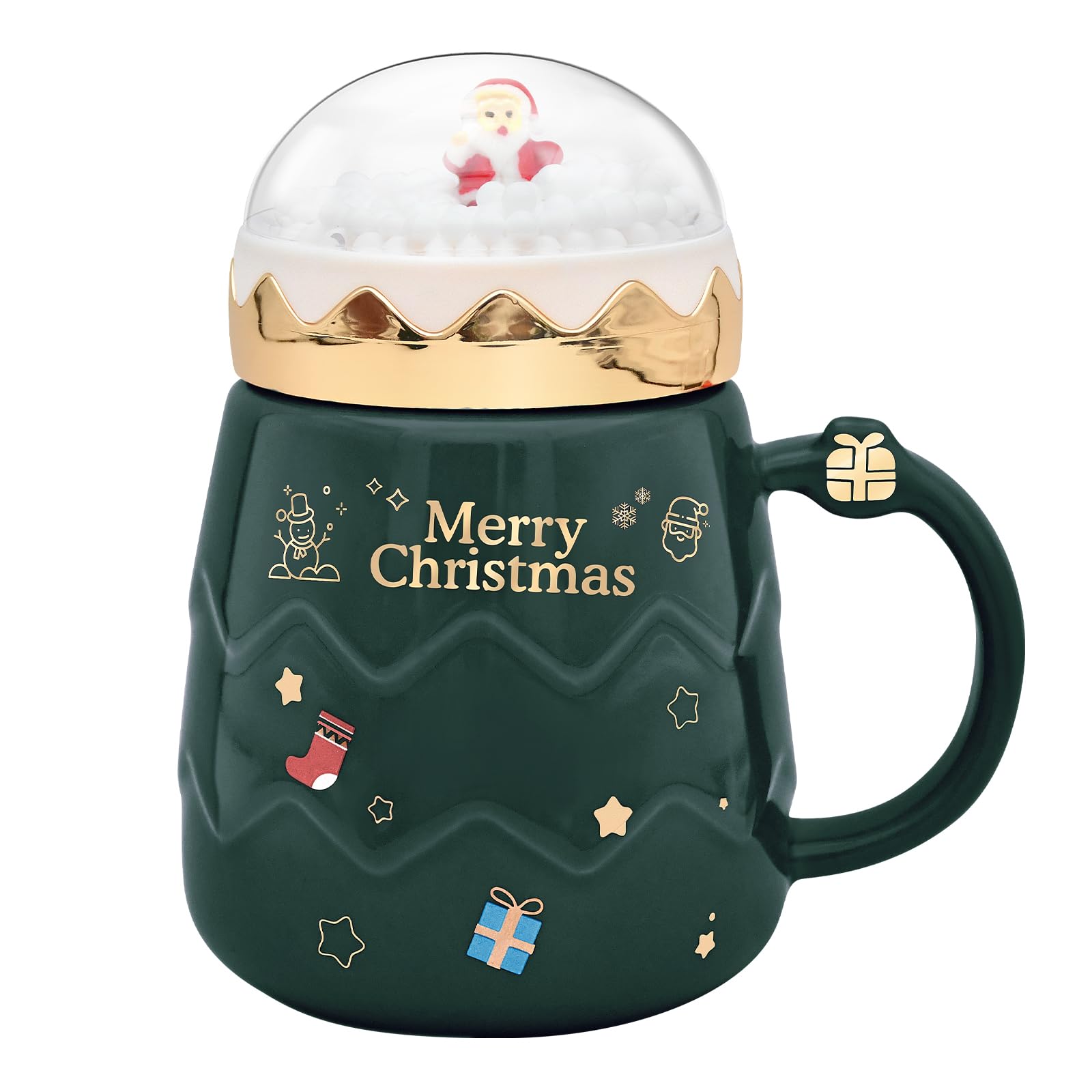 Peclek: taza navideña con escena invernal para café diario.