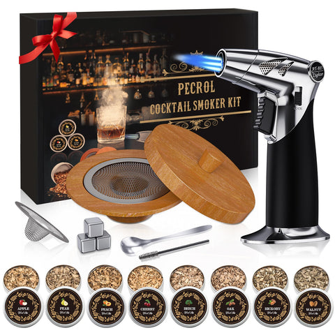 Pecrol kit ahumador whisky con soplete, humo intenso para cocteles en casa.