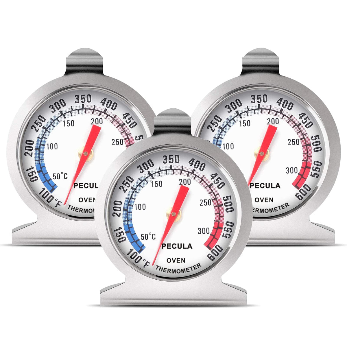Termómetro PECULA para horno, lectura rápida 50–300°C, ideal para cocción precisa.