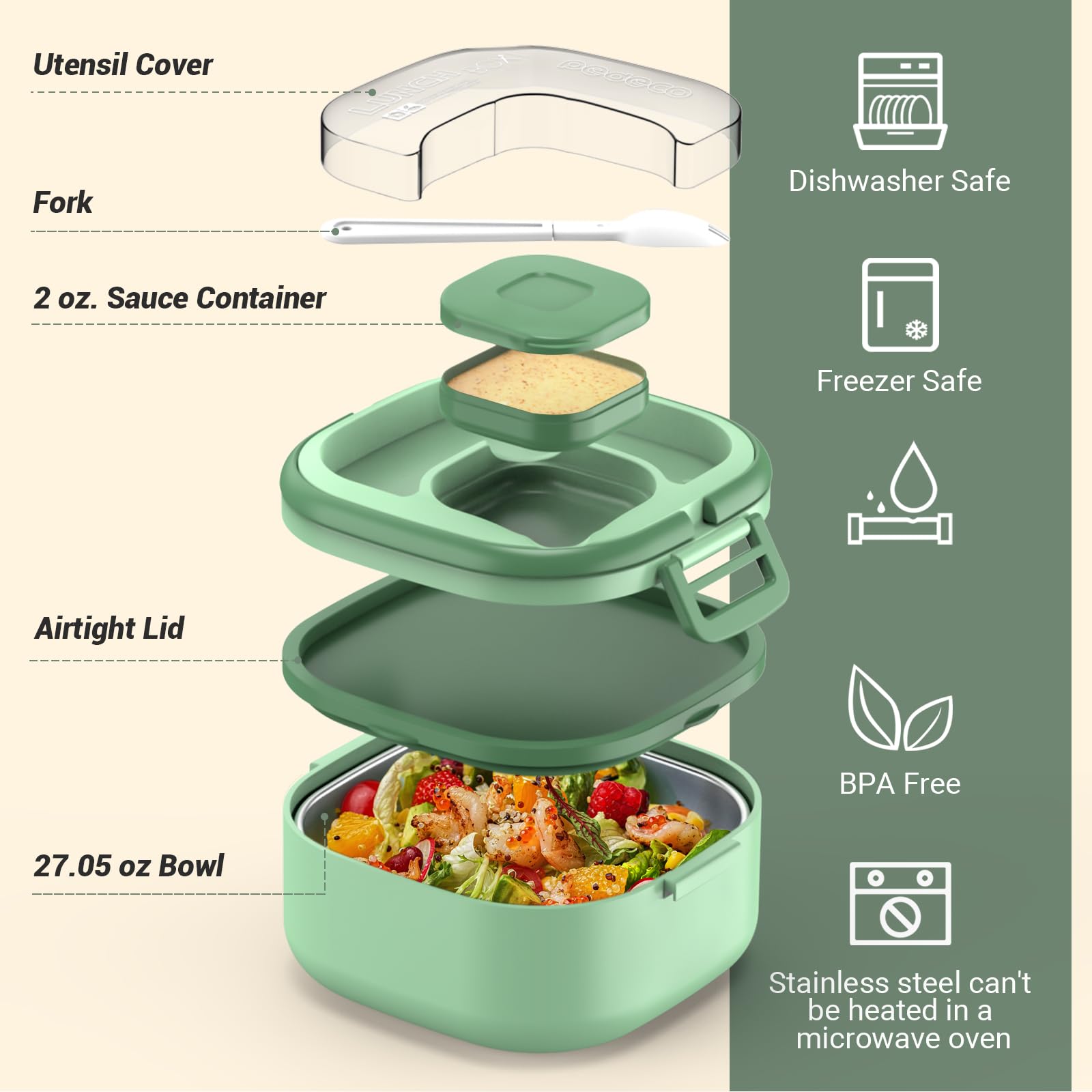 PEDECO lonchera con dispensador de salsa de 50 ml para condimentos.