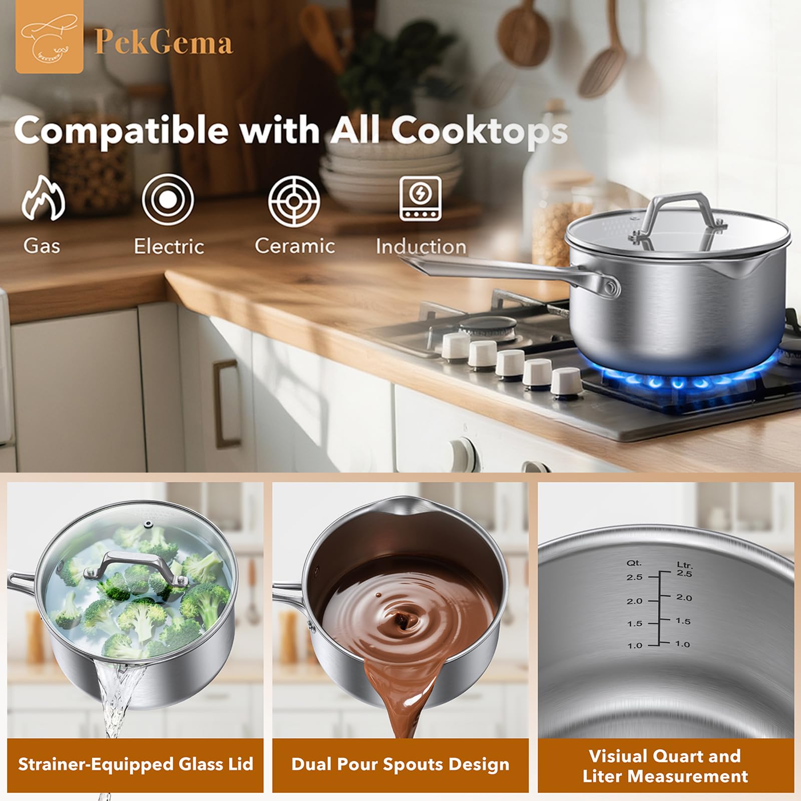 Apta para inducción y todas las cocinas modernas.