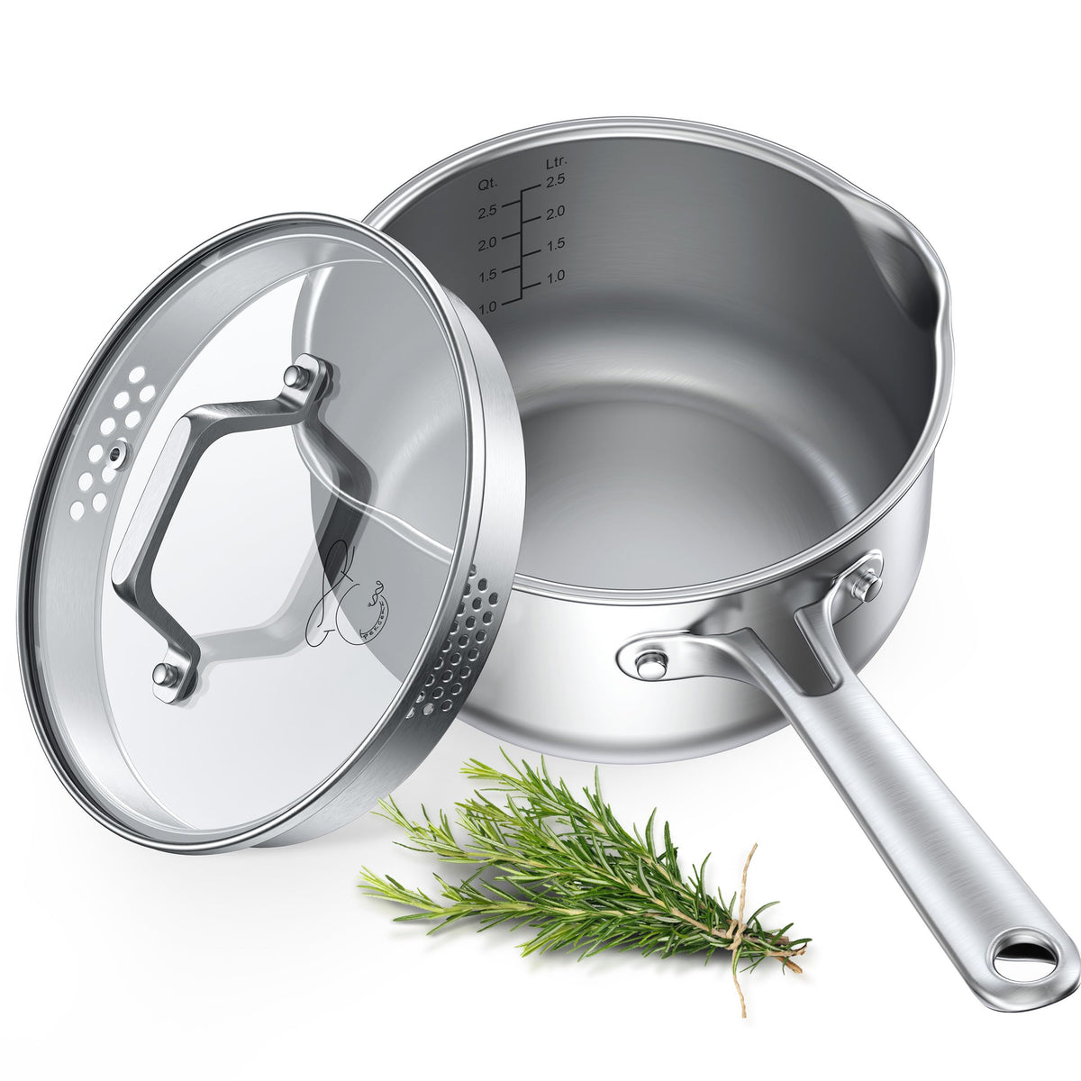 PekGema olla de salsa 3qt, acero inoxidable para cocción uniforme.