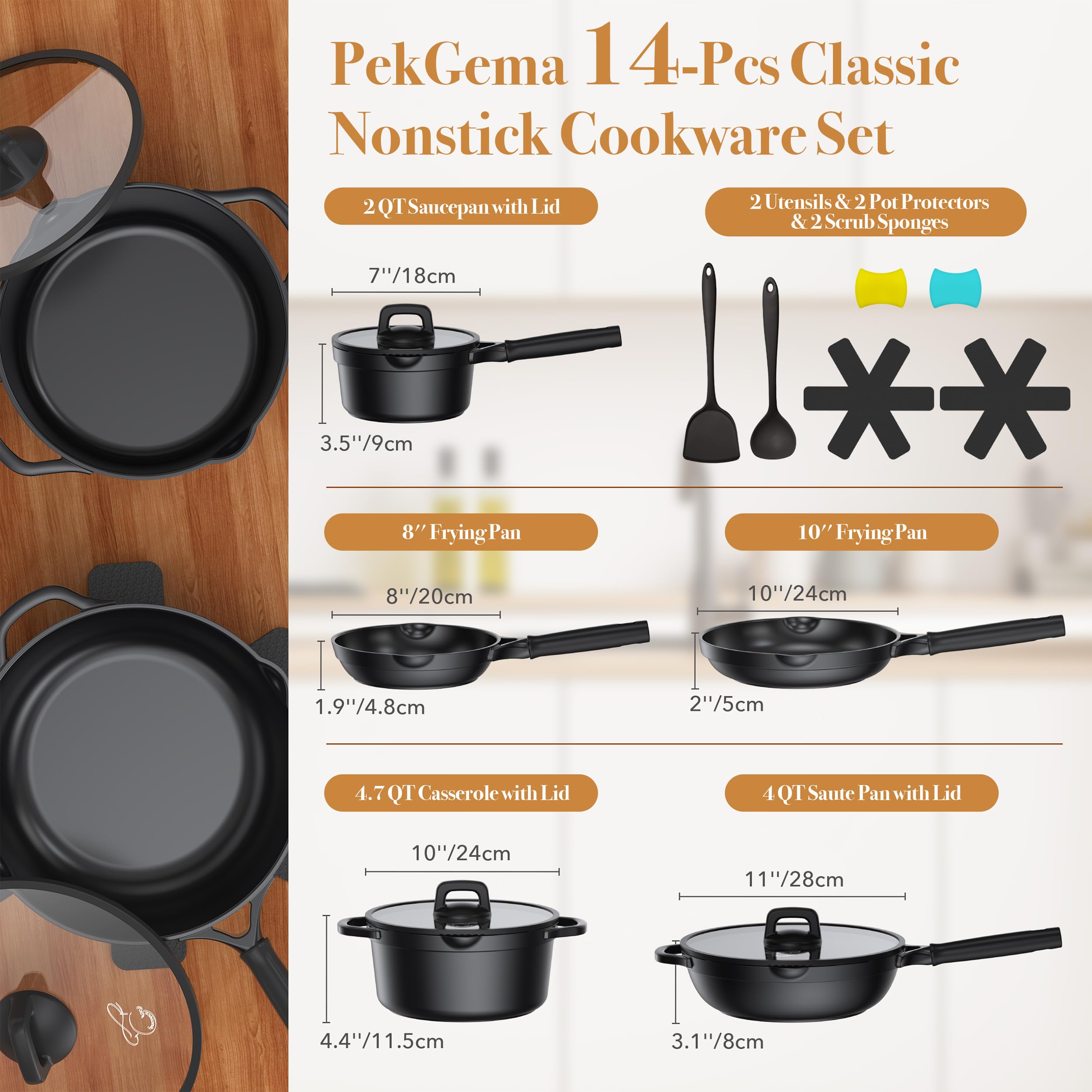 PekGema sarten de 10 pulgadas antiadherente para dorar y desmoldar sin esfuerzo