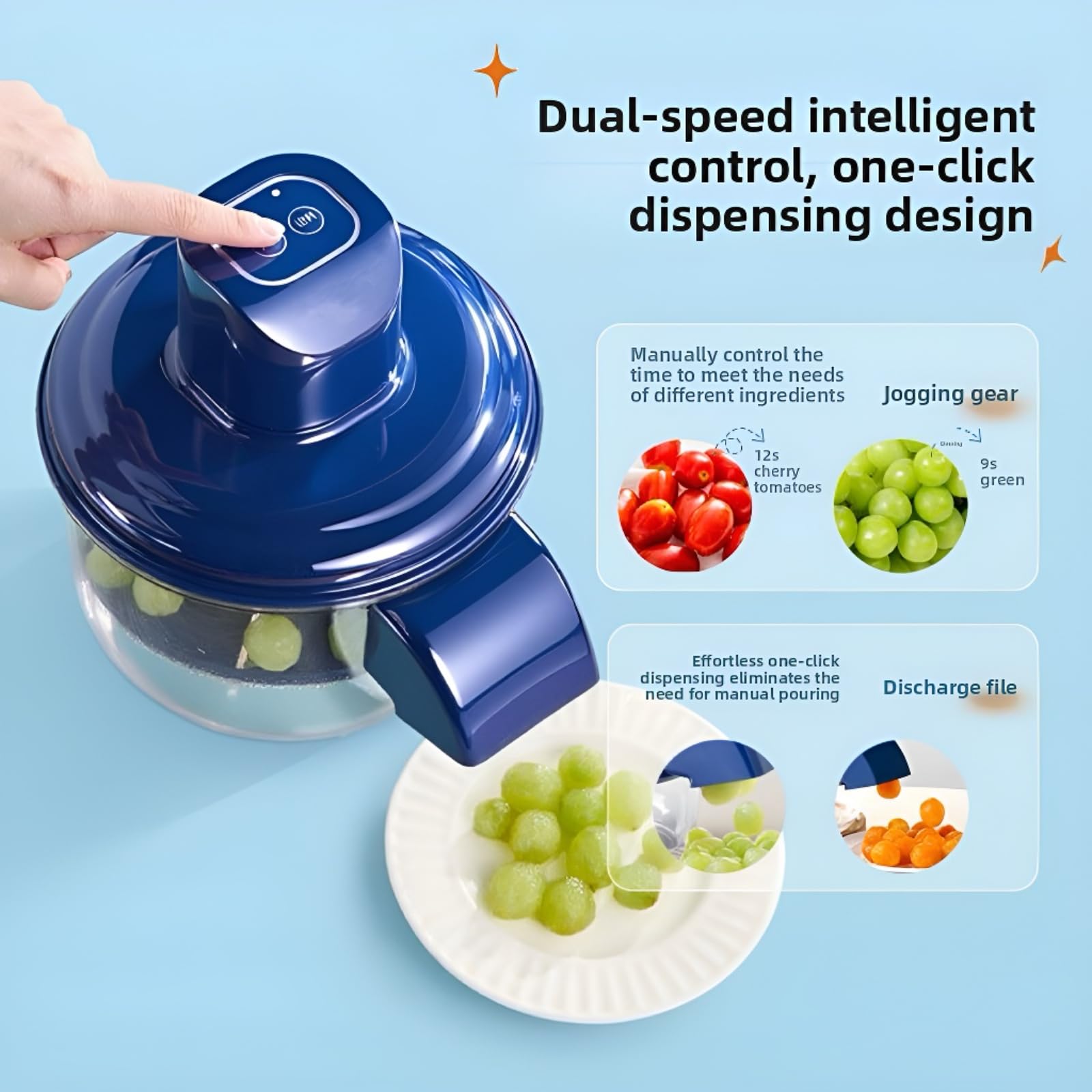 Peladora automática de uvas, enfoque en uvas: pelado rápido y uniforme.