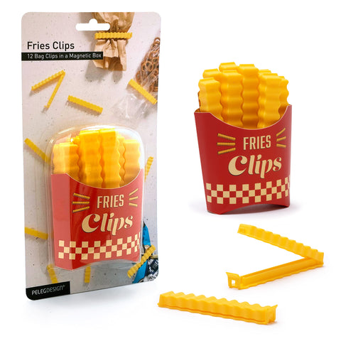 Peleg Design clips para bolsas en forma de papas fritas, sellan y conservan frescura.