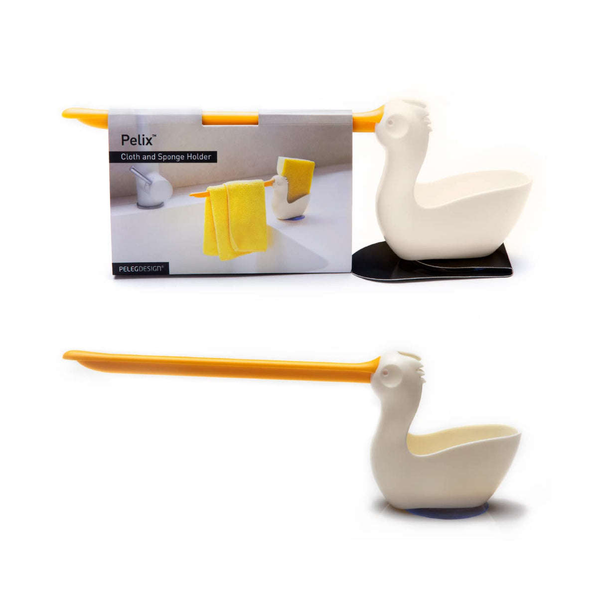 Pelix de PELEG DESIGN, portaesponjas y paños con ventosa para fregadero