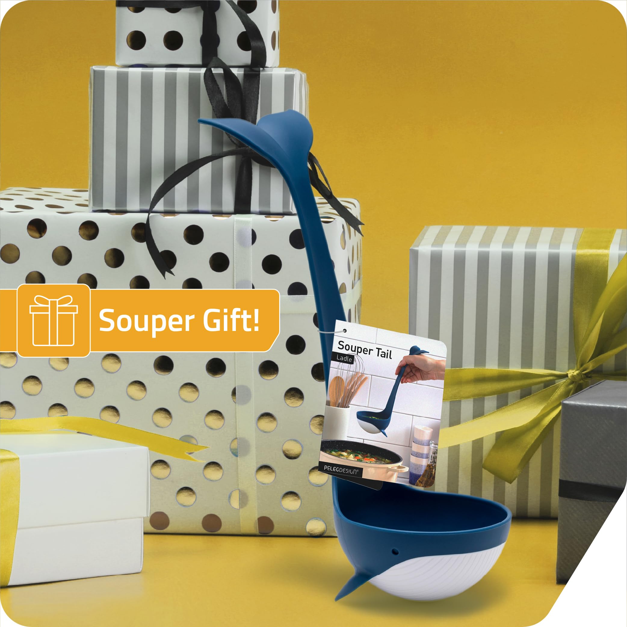 Uso diario con Souper Tail: cucharon ballena para servir sopa y guisos con estilo.