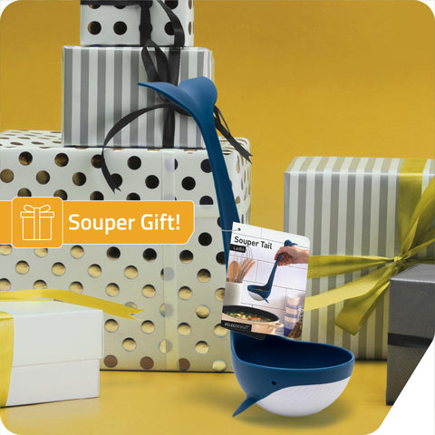Uso diario con Souper Tail: cucharon ballena para servir sopa y guisos con estilo.