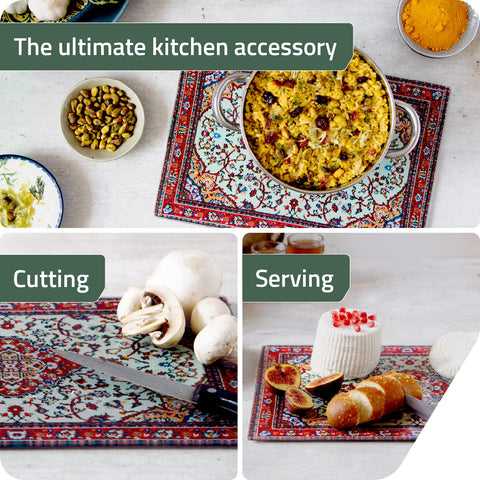 Tablero Rugboard de PELEG DESIGN para servir fruta con estilo sobre una superficie estable.
