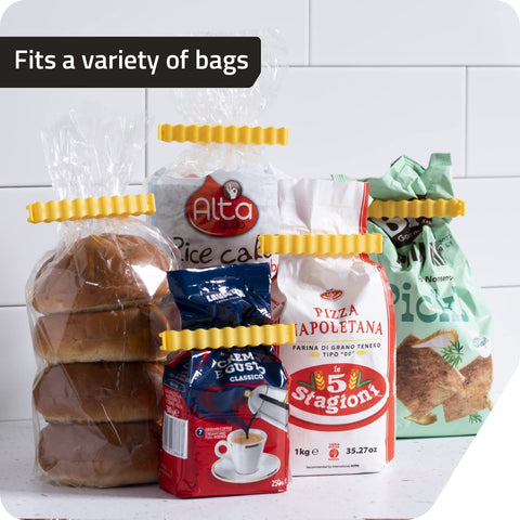 Peleg Design clips aptos para pan, snacks y granos.