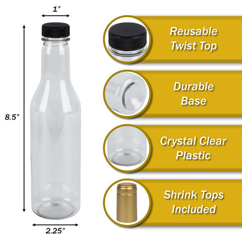 Pellah PET 12 oz con cierre rosca dorado, ideal para bebidas o jugos
