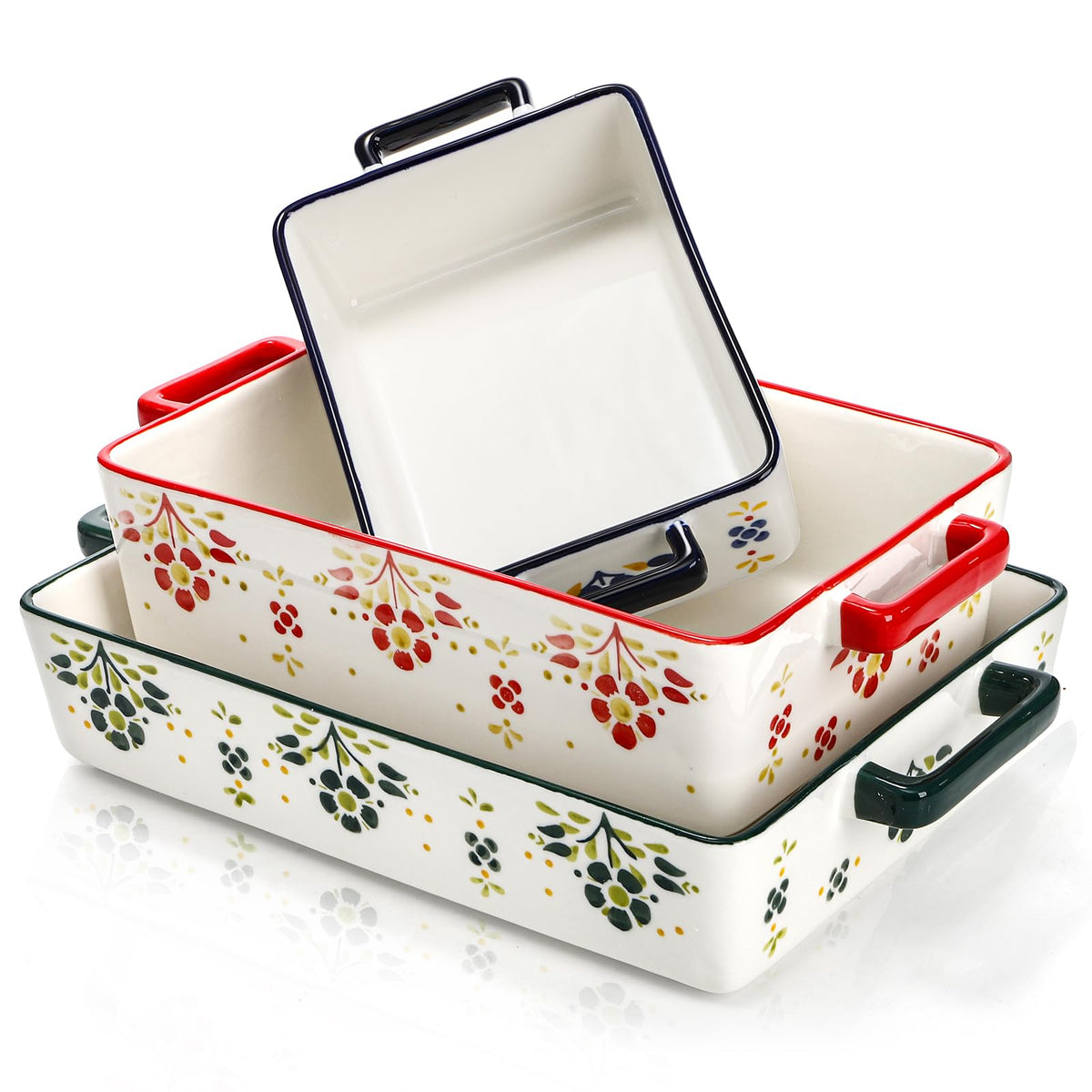 Peohud bandeja rectangular grande con mango para hornear y servir porciones grandes.