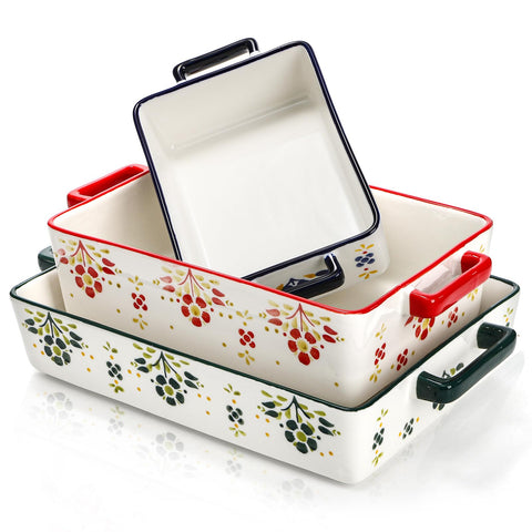 Peohud bandeja rectangular grande con mango para hornear y servir porciones grandes.
