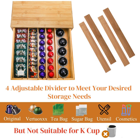 Peohud divisiones ajustables para ordenar té, café y accesorios.