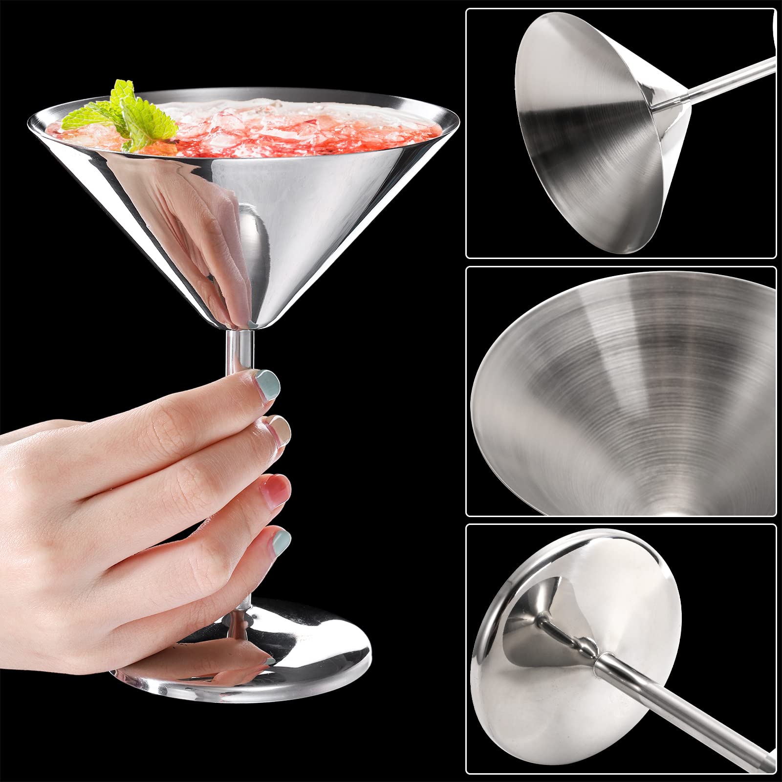 Peohud vaso martini con base delgada para agarre cómodo