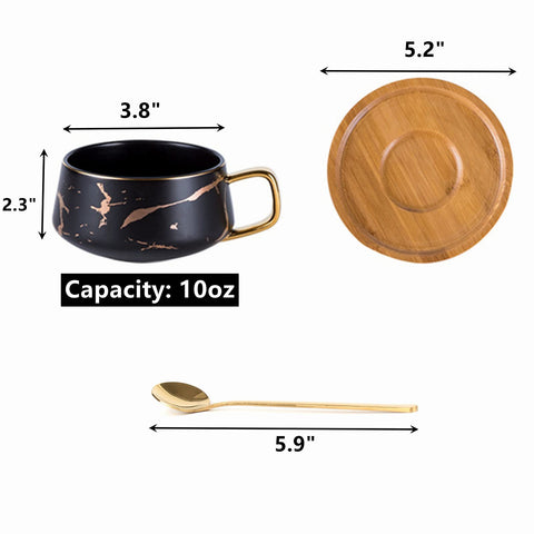 Peohud taza cerámica negra de 10 oz, estilo elegante diario