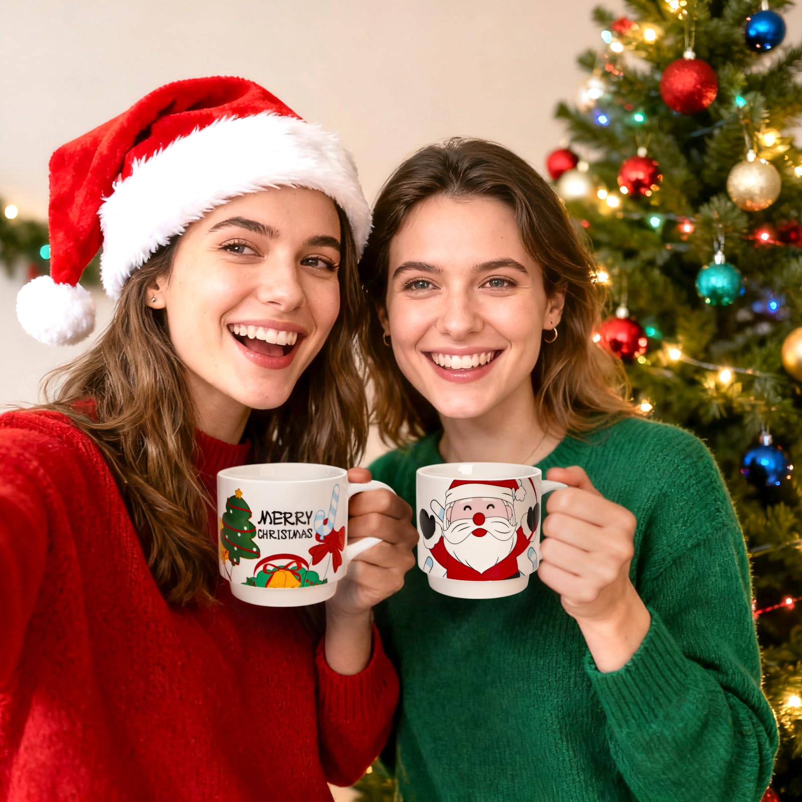Peohud tazas navidad con diseños duraderos, aptas lavavajillas.