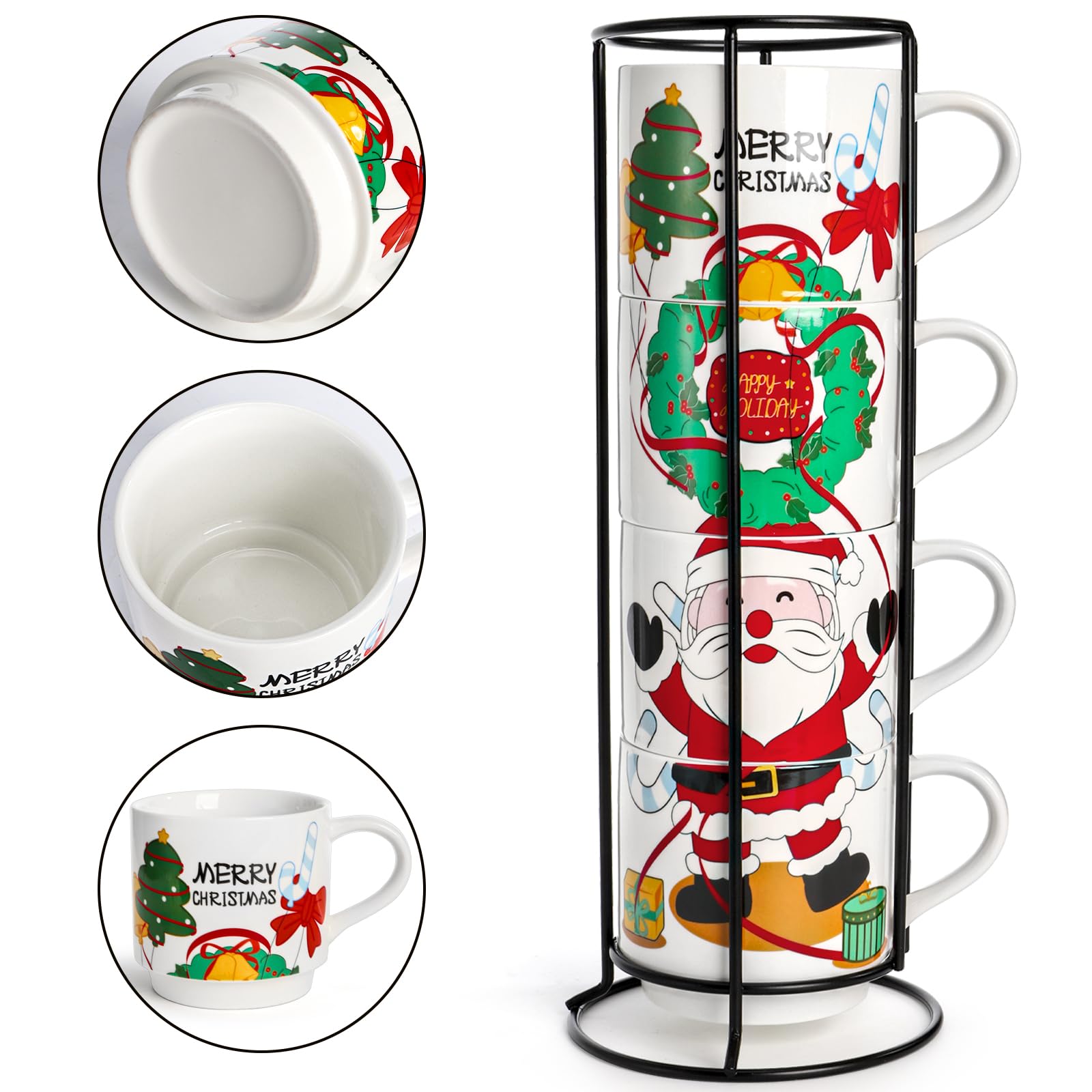 Peohud tazas navidad de cerámica gruesa, color vivo y durabilidad.