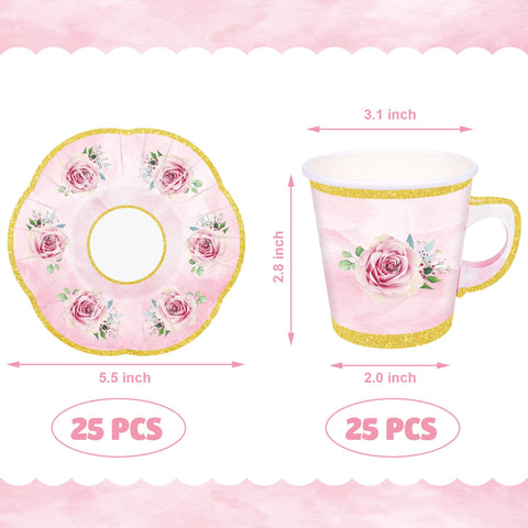 Peony Man platos de papel con borde dorado y flores rosas, elegantes para la mesa