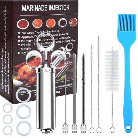Inyector PEOUWNES 304 con barril de 2 oz para sazonar sabores.