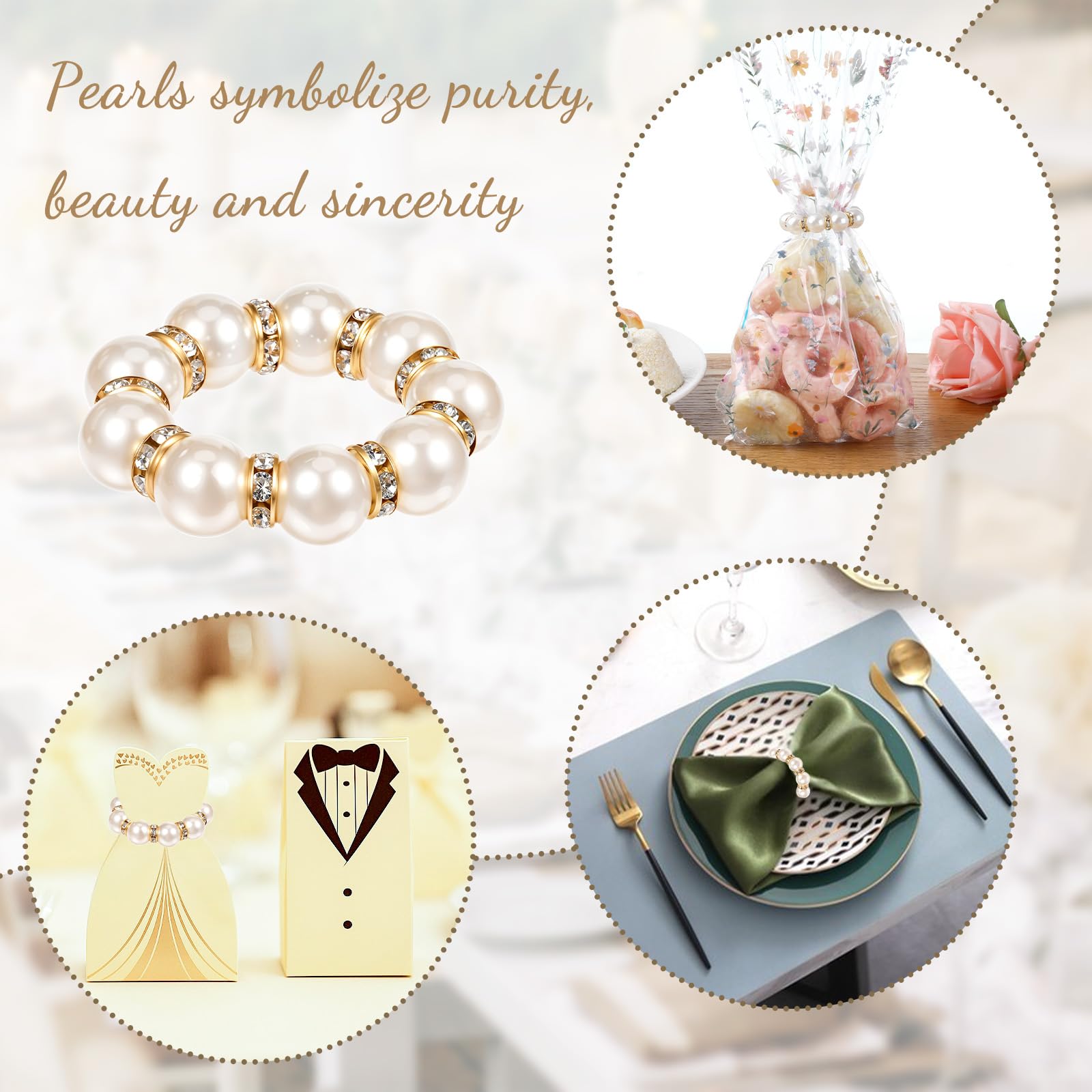 PEOVLVN anillos para servilleta con perla, regalo perfecto para anfitriones