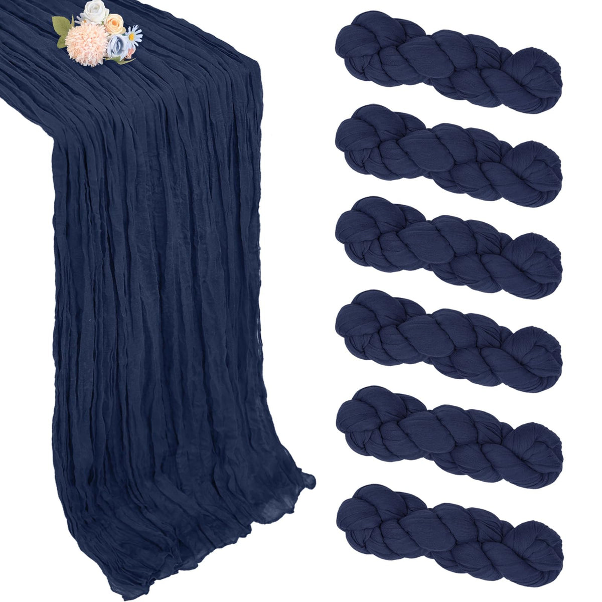 pepmily camino de mesa gasa azul marino 35x120 para bodas románticas