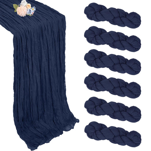 pepmily camino de mesa gasa azul marino 35x120 para bodas románticas