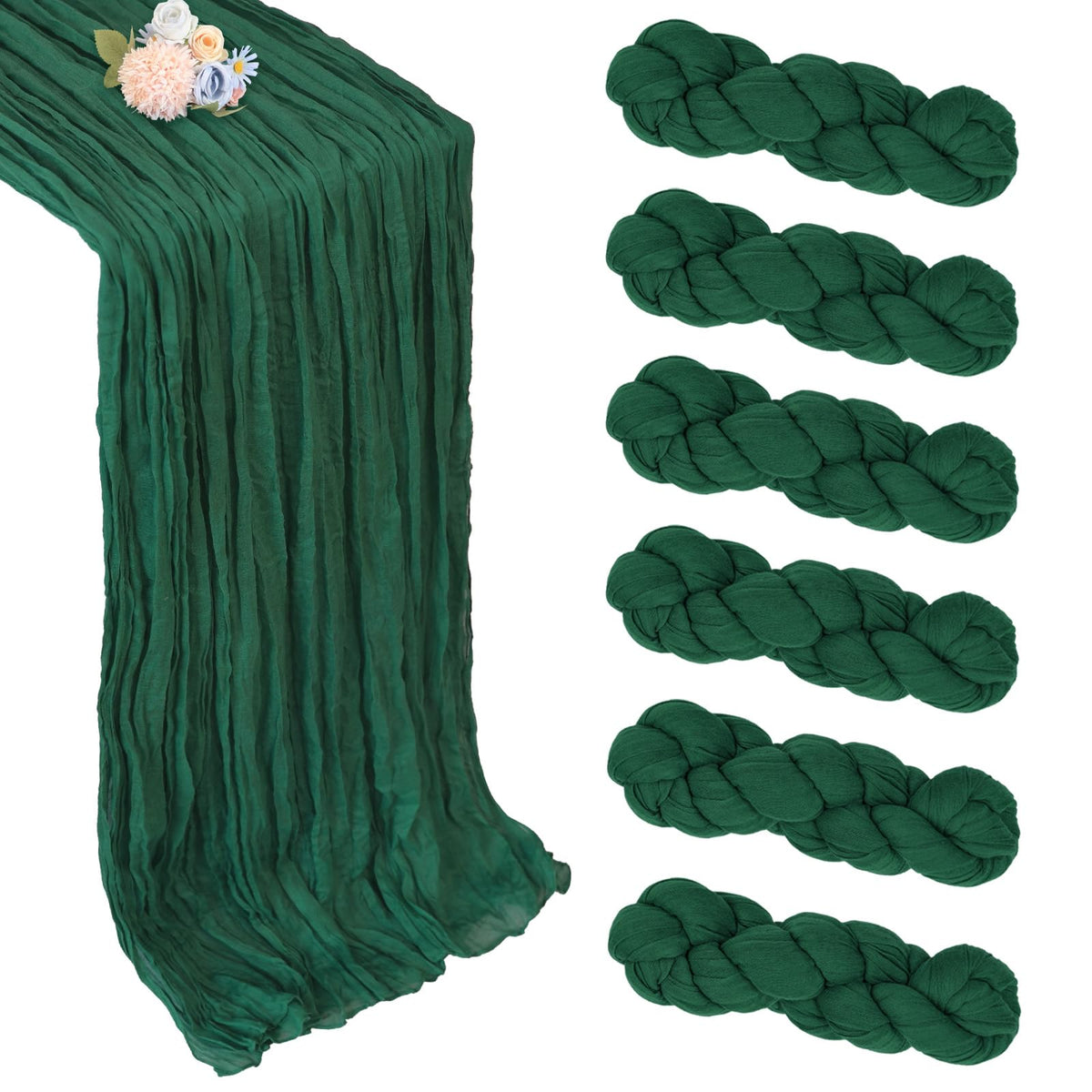 pepmily camino de mesa gasa verde esmeralda, ideal para decoraciones románticas.