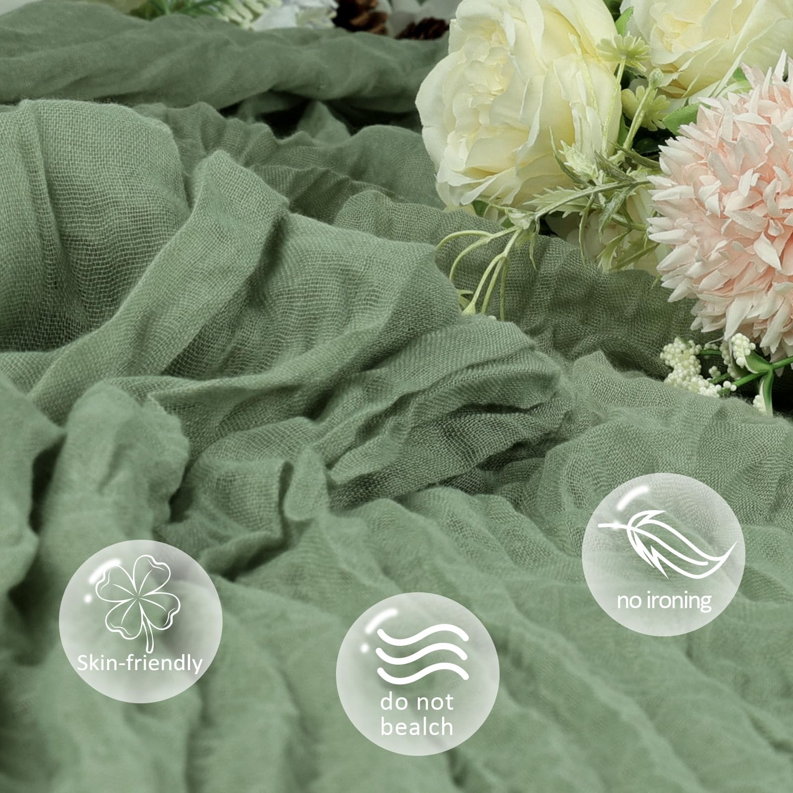 Centro de mesa Pepmily en tono verde salvia para bodas rústicas.