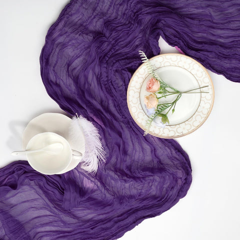 Mantel Pepmily de gasa morada para centro de mesa elegante.