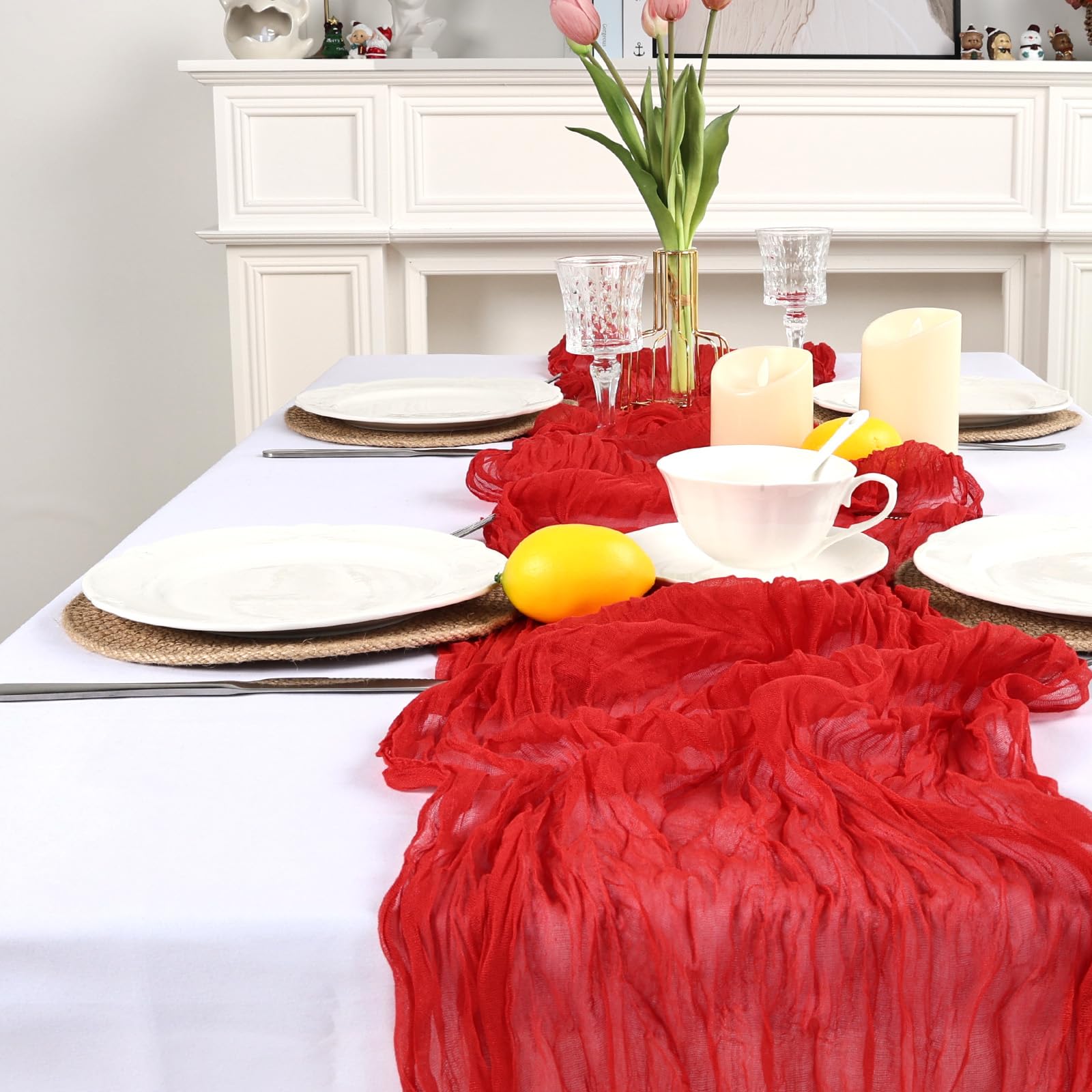 pepmily mantel gasa rojo para fiestas y eventos.