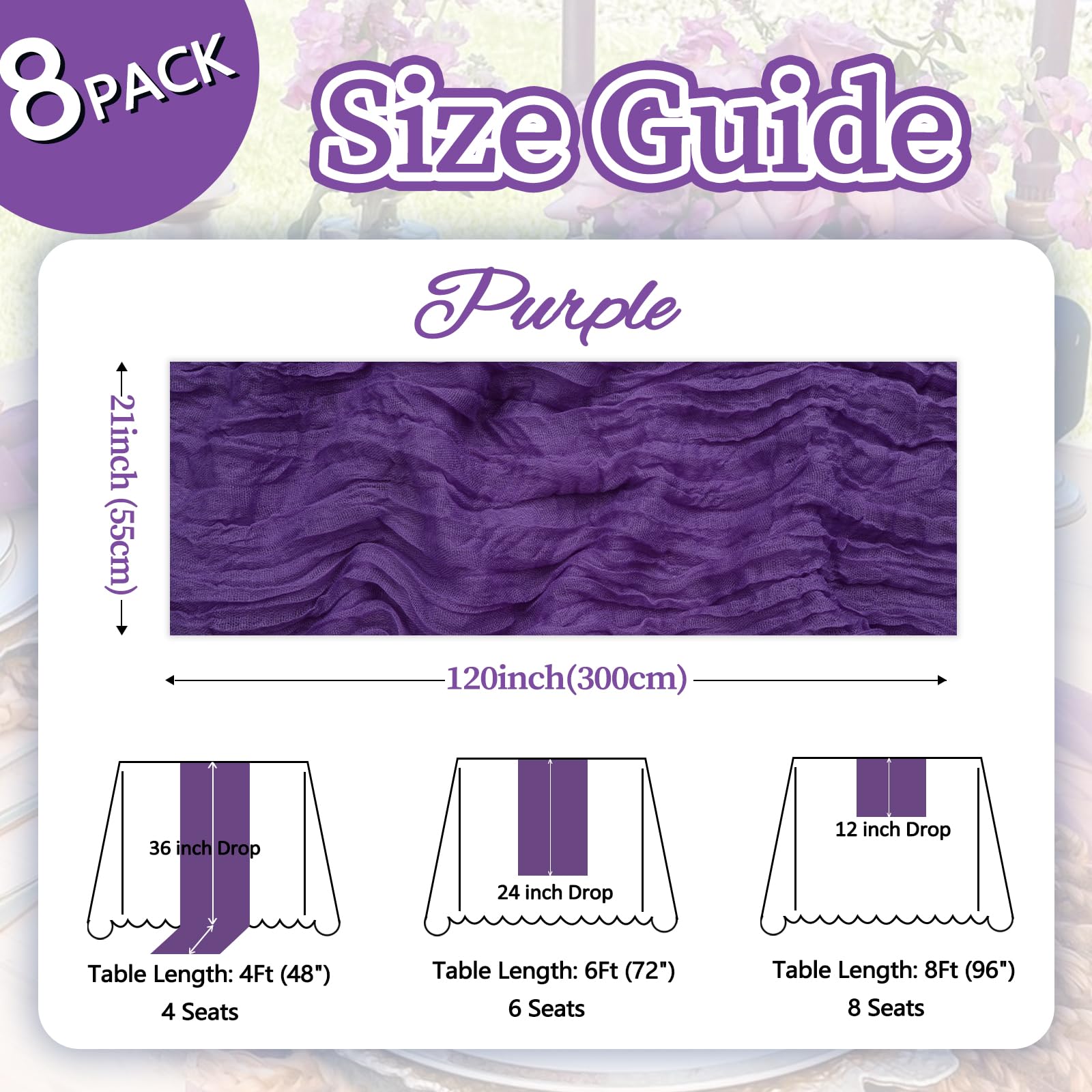 Detalle de textura suave Pepmily en mantel morado para eventos elegantes.