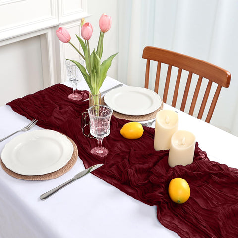 pepmily mantel gasa burdeos, ideal para bodas y banquetes