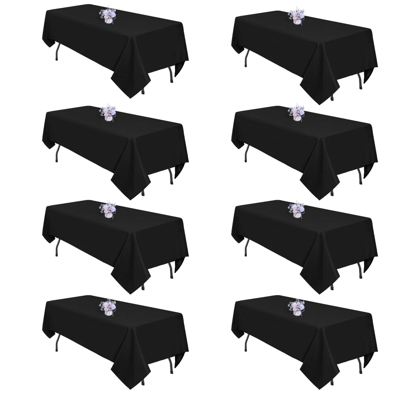 pepmily manteles negros rectangulares 60x102 cm, 8 piezas, listos para banquetes elegantes