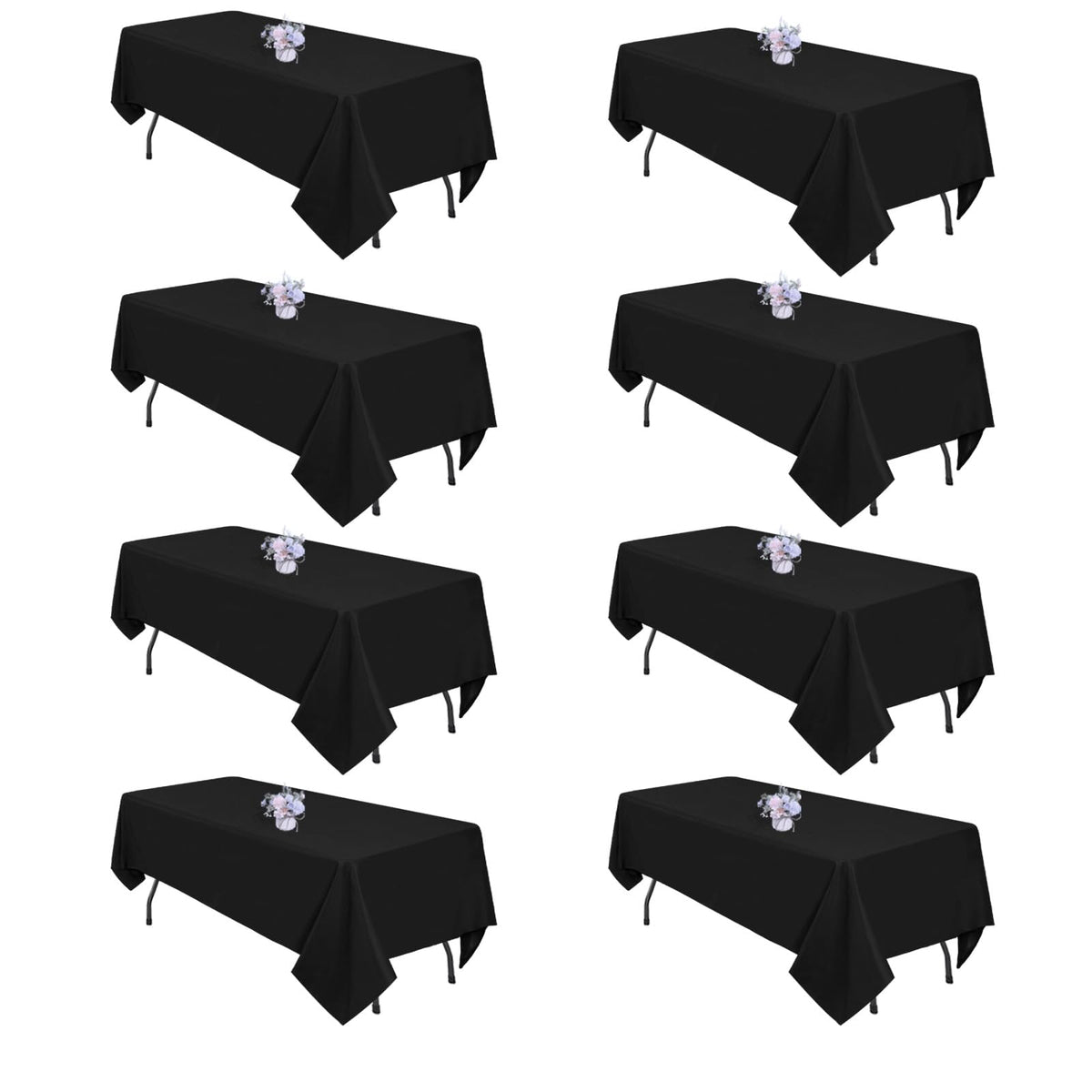 pepmily manteles negros rectangulares 60x102 cm, 8 piezas, listos para banquetes elegantes