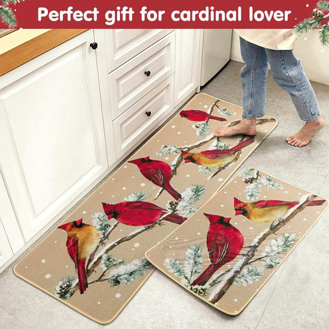 Alfombra de cocina Percozzi Cardinal: diseño invernal para conservar el piso limpio.