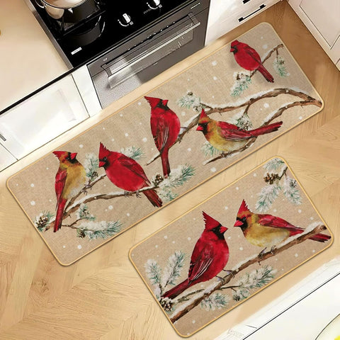 Alfombra Cardinal Percozzi 17x29: diseño invernal para áreas de trabajo en la cocina.