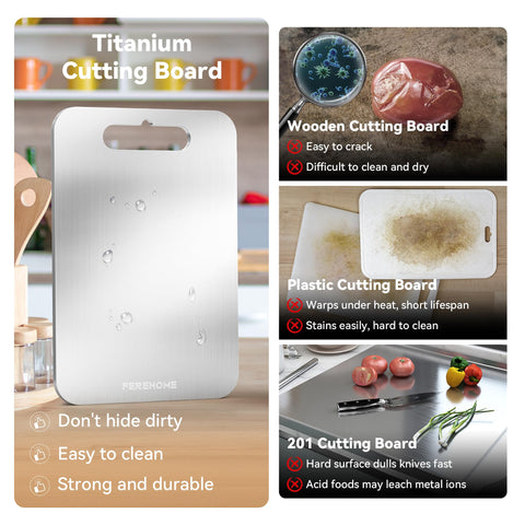 Perehome tabla doble cara titanio: alterna carnes y vegetales sin mezclar sabores