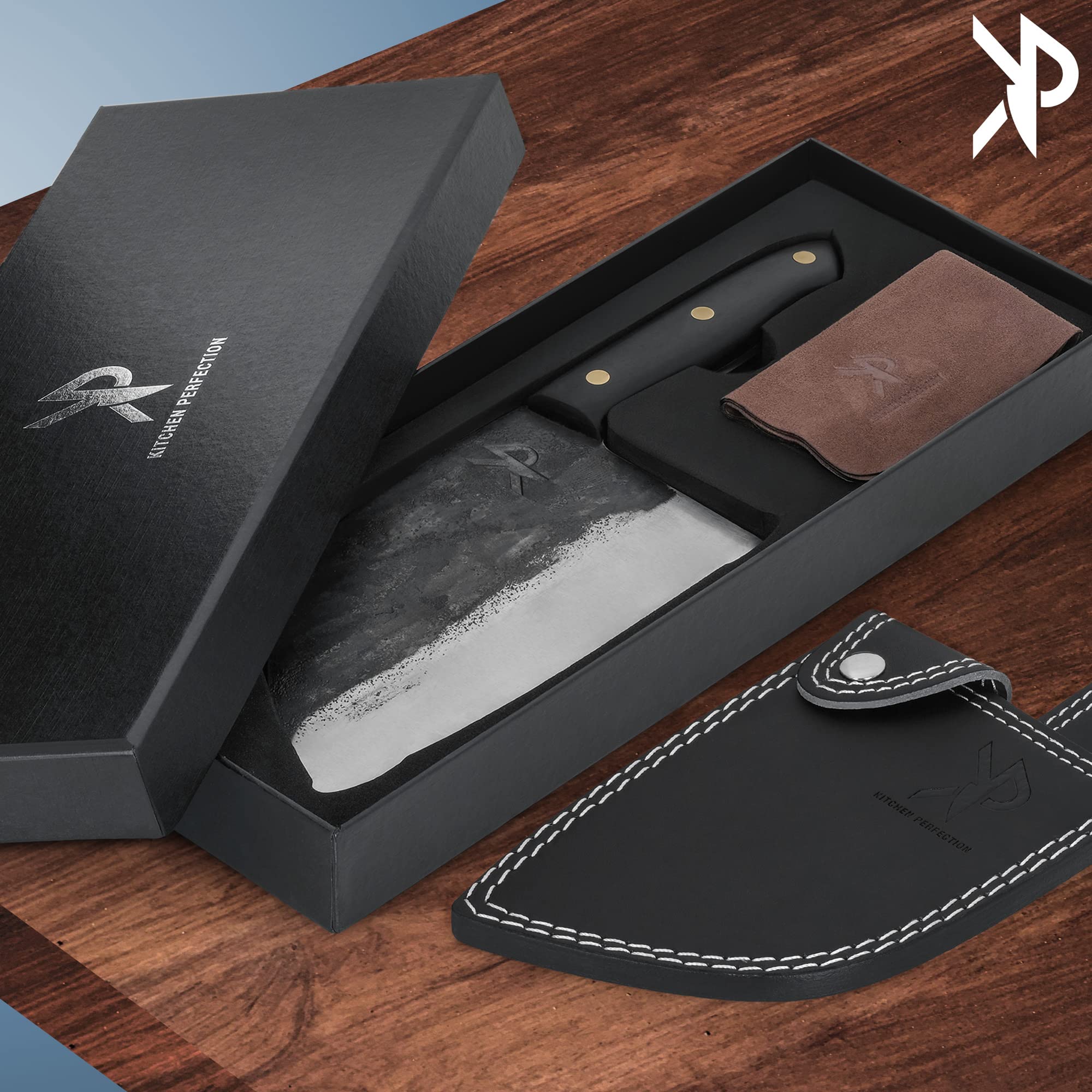 Perfección de cocina funda de cuero, protege la hoja y facilita el transporte seguro