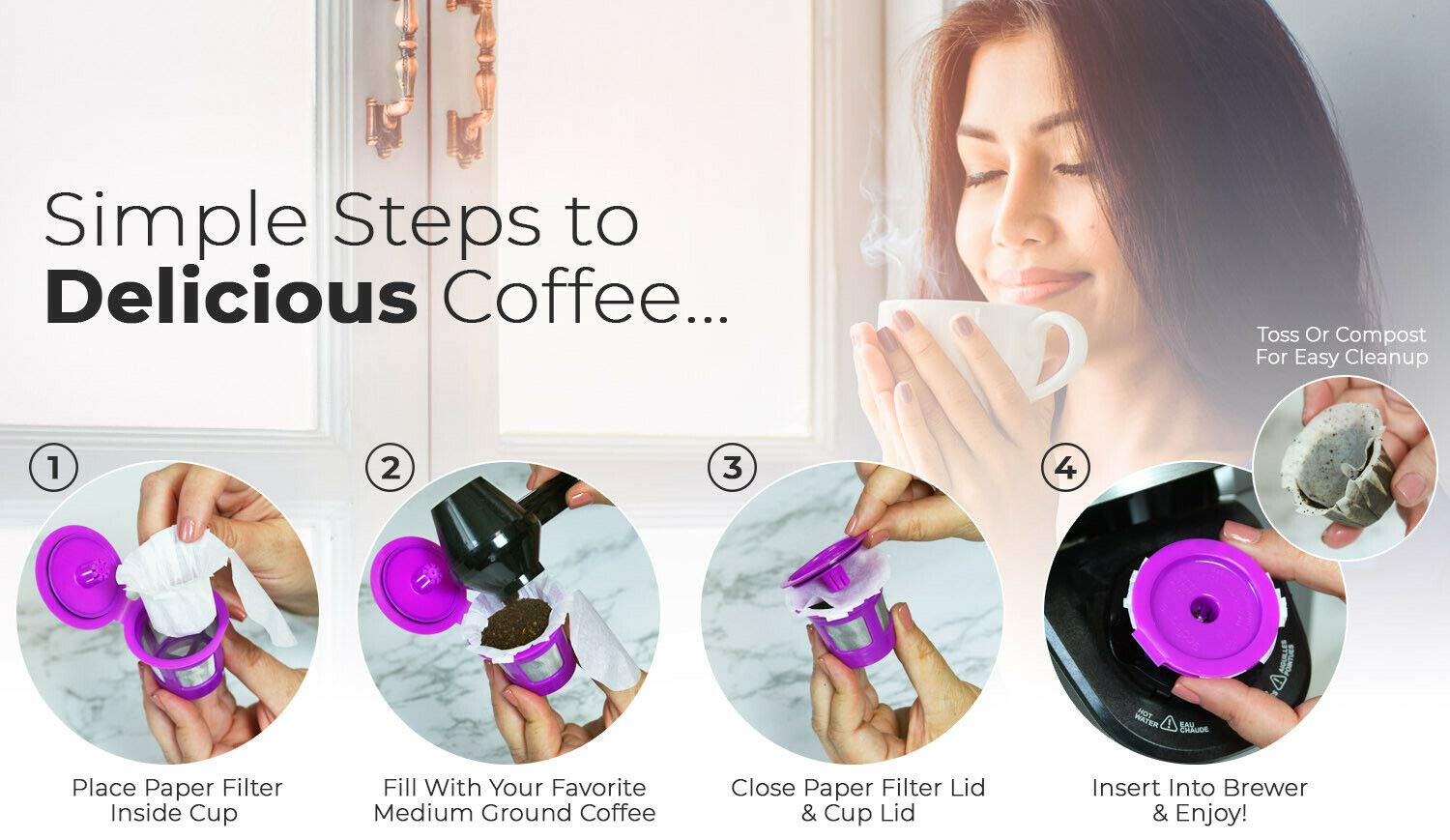 Perfect Pod EZ-Cup: amplia compatibilidad con cápsulas para más opciones de café.
