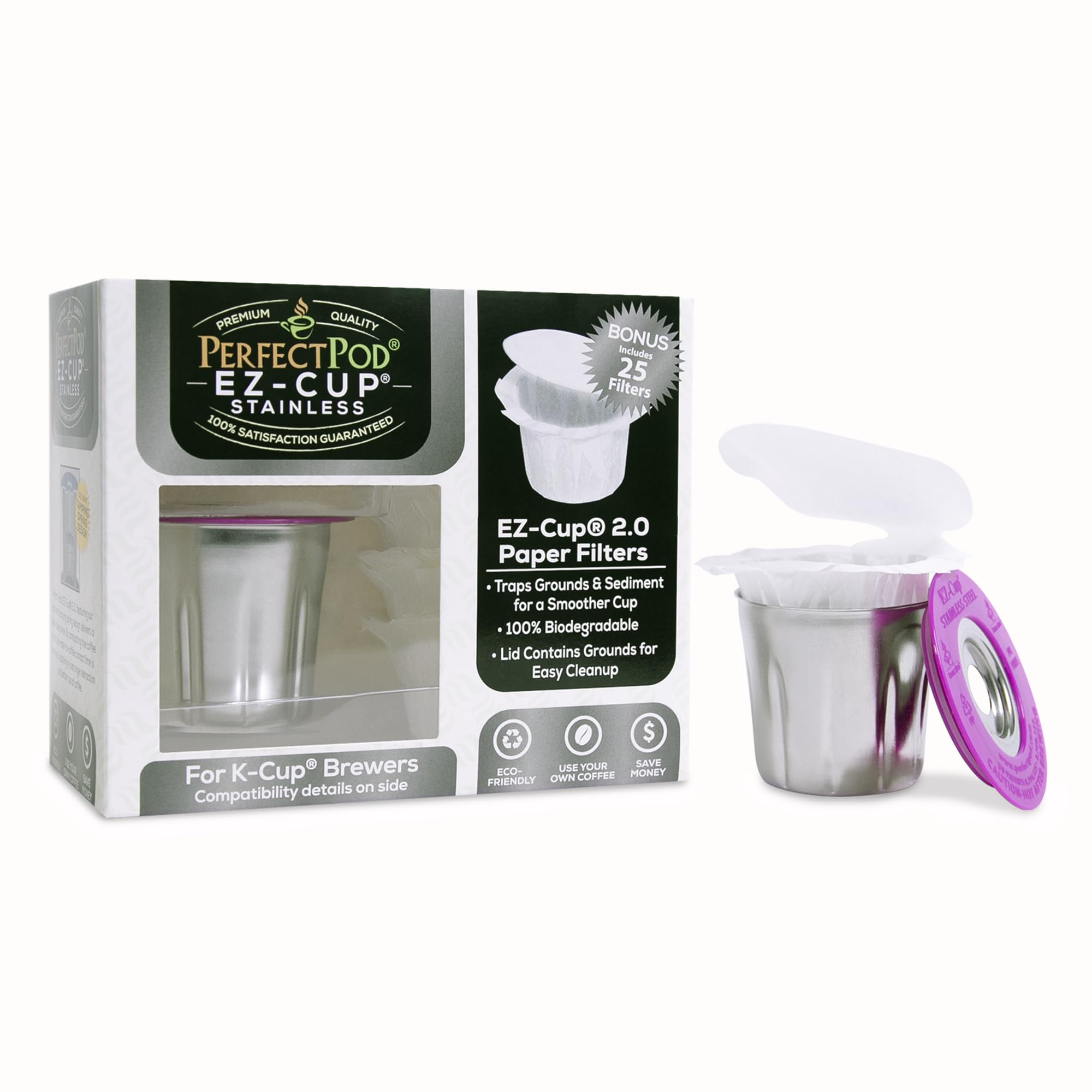 EZ-Cup con tapa semiplástica para cierre seguro y práctico.