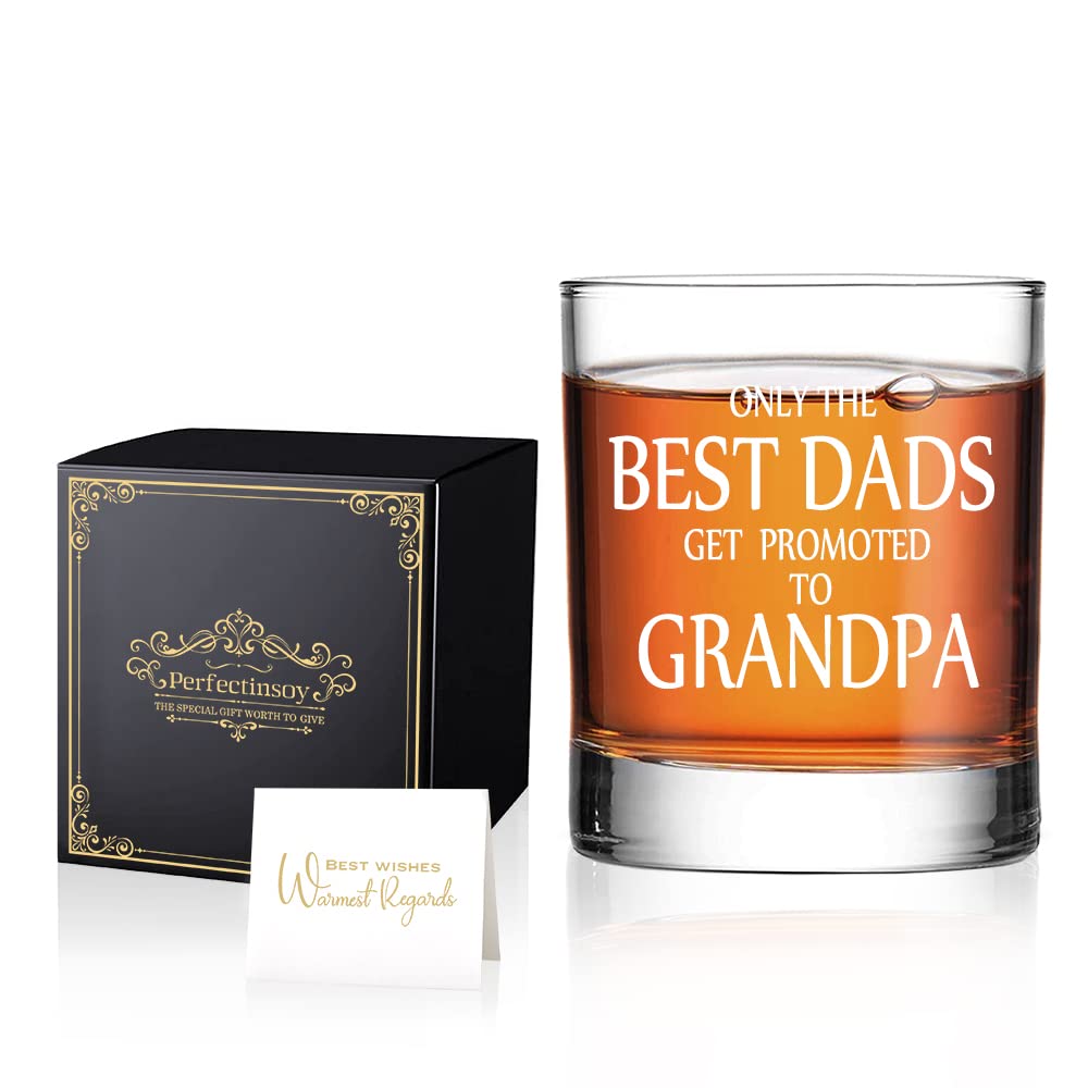 Vaso de whisky Perfectinsoy en caja regalo, ideal para celebrar un anuncio de embarazo.
