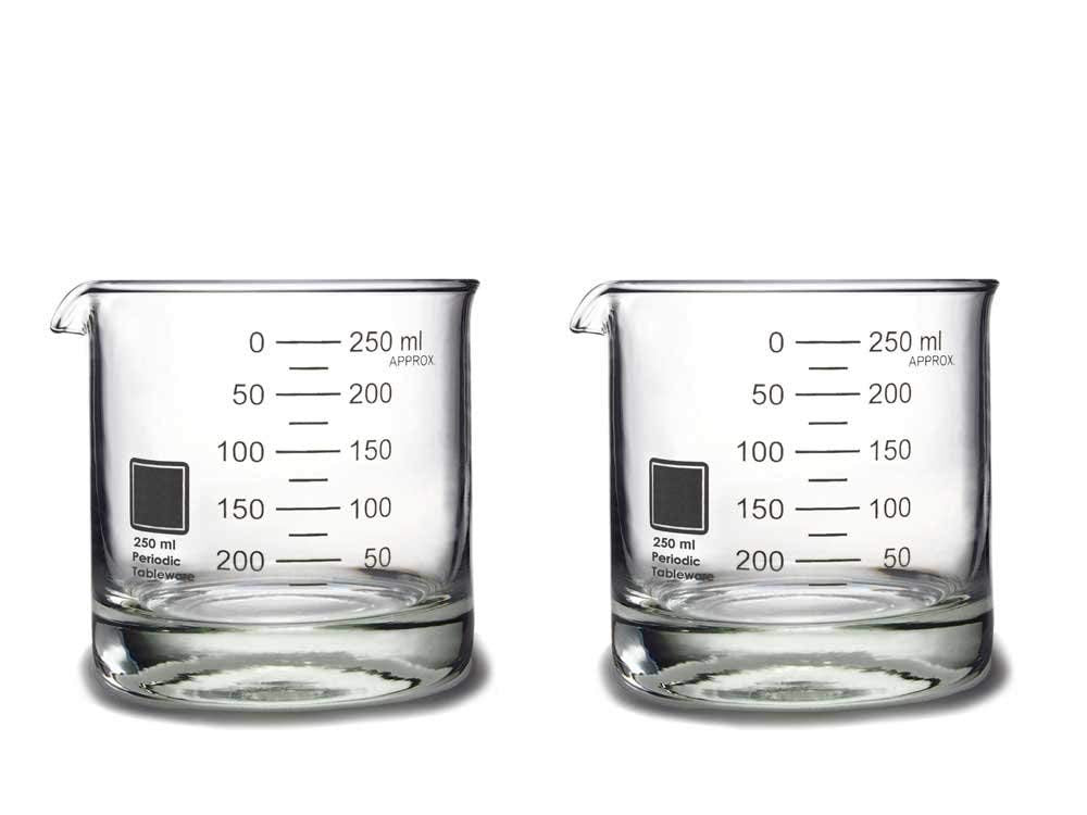 Periodic Tableware Vasos Beaker Rocks, juego de 2, perfecto para cócteles con estilo científico.