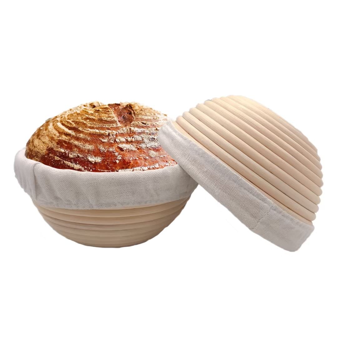 Perixir Banneton redondo de 7 pulgadas con forro removible para fermentación de masa.