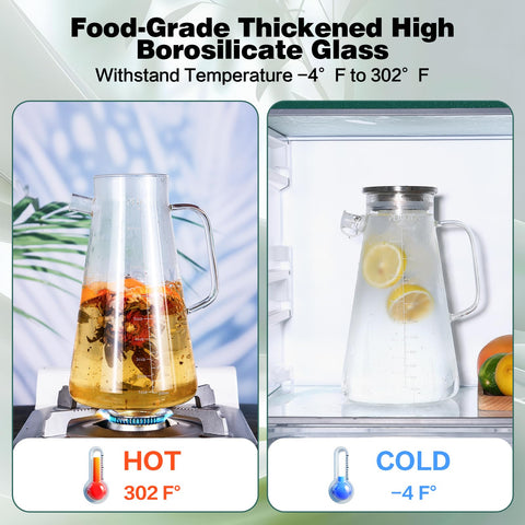 Perjoy jarra vidrio 68 oz resiste frío y calor para uso versátil