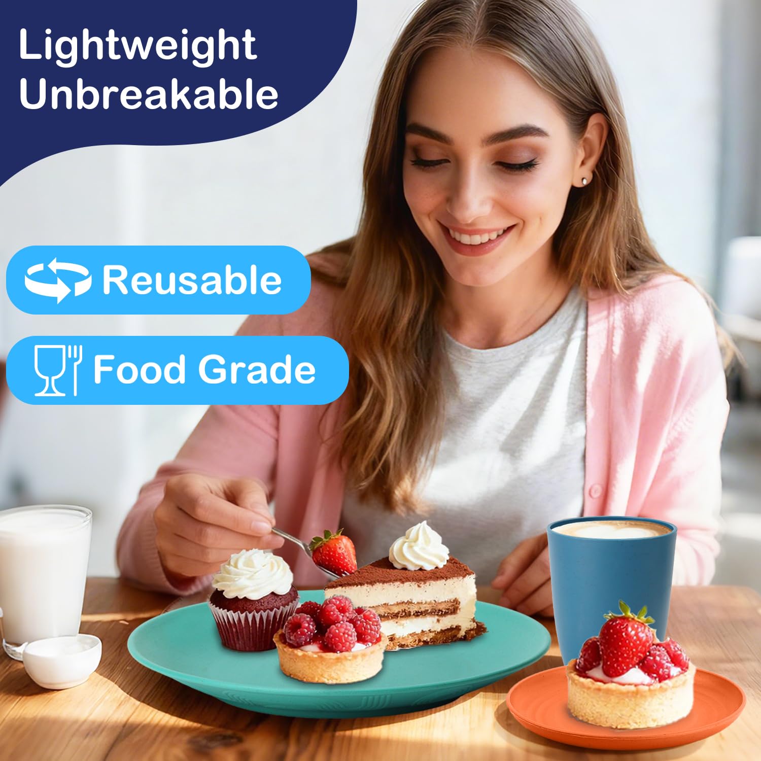 Perlapoc vasos de trigo, ligeros y aptos para bebidas diarias.