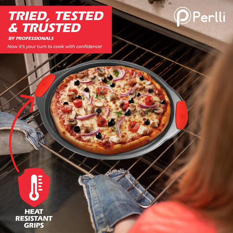 PERLLI bandeja crujiente para pizza con base firme y horneado óptimo