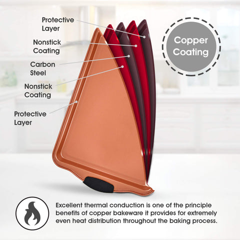 Perlli bandejas 9x13 para hornear galletas, superficie antiadherente facilita desmoldeo